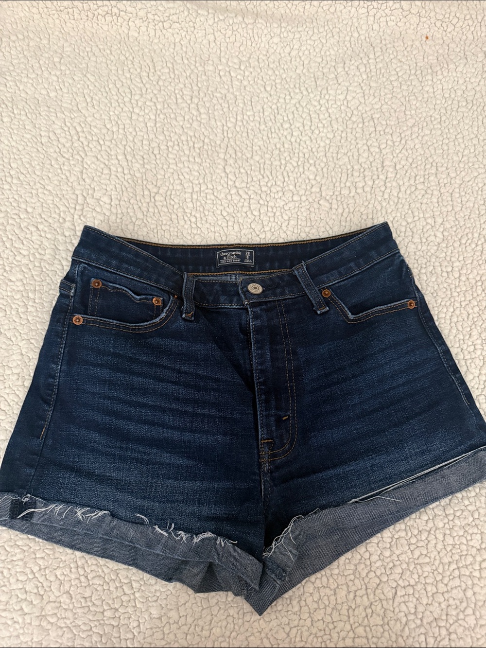 Abercrombie & Fitch Dark Blue Cuffed Denim Shorts